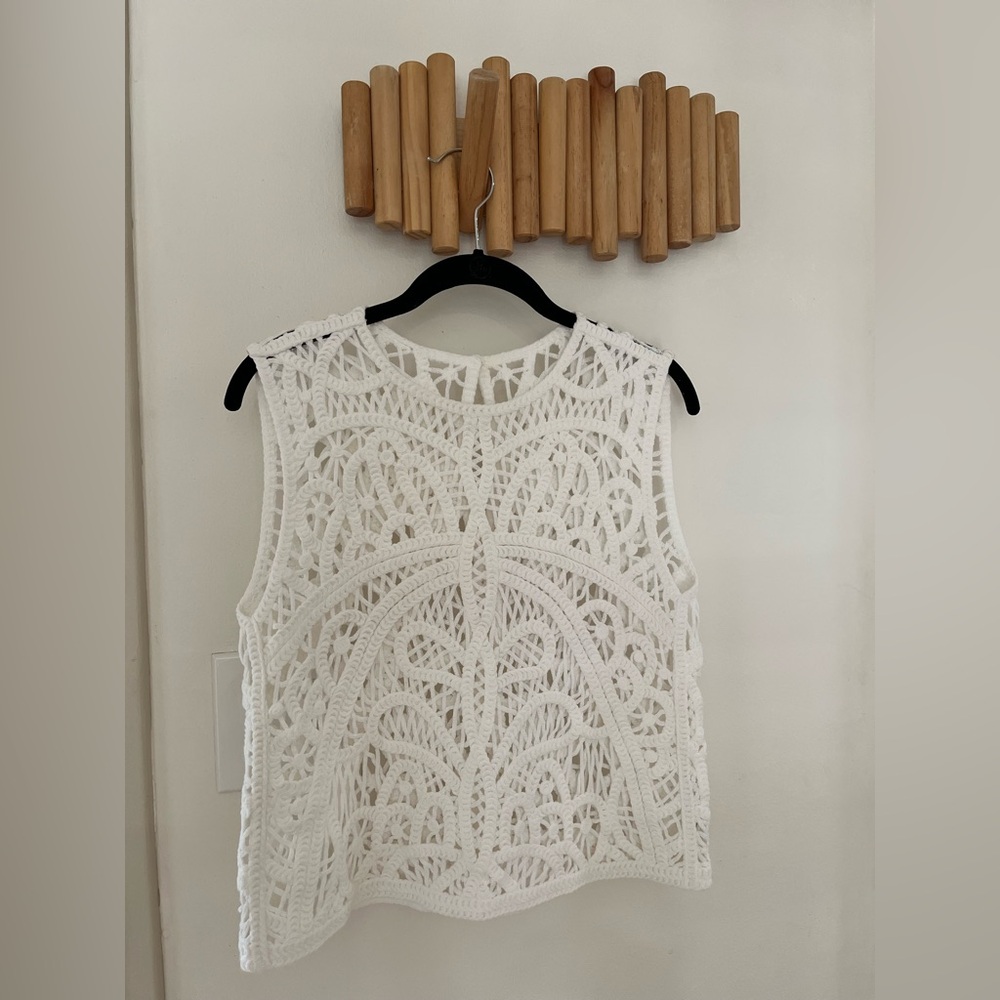Anthropologie Crochet Sleeveless White Top